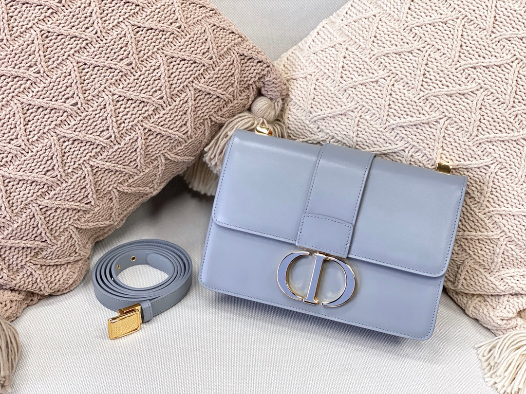 Dior 蒙田 30 Montaigne系列-24cm-牛皮平紋-天藍珐瑯扣