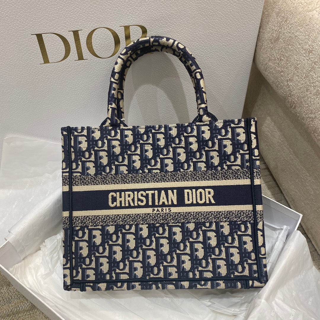 Dior Book Tote-小號36.5cm-深藍老花