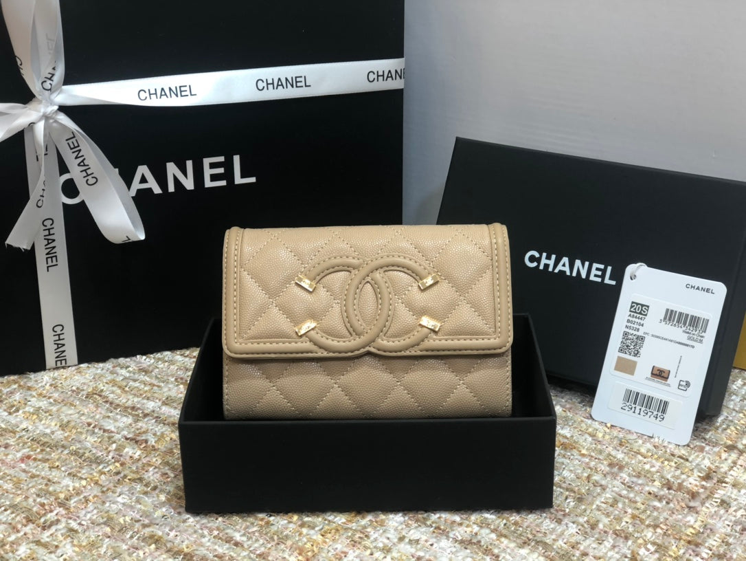 Chanel 復古CC荔枝牛皮-翻蓋中夾-復古五金