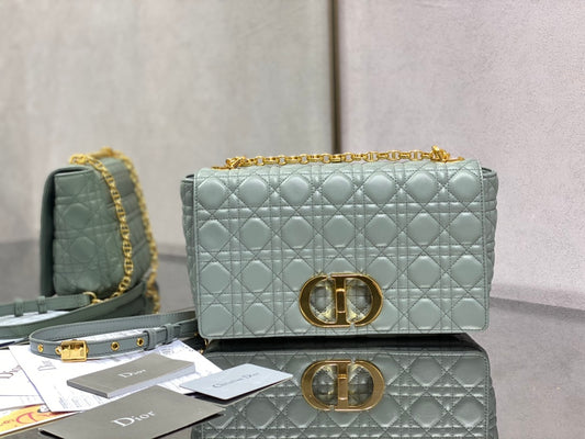 Dior Caro 大號28cm-灰色小牛皮