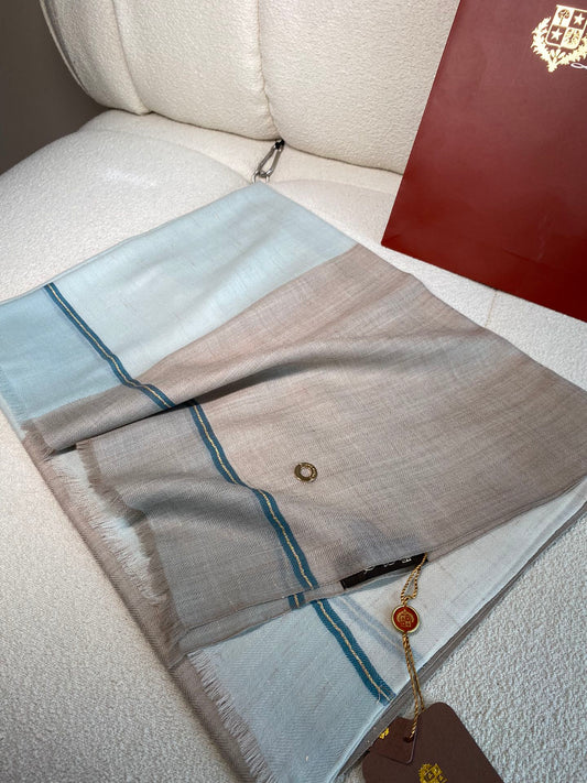 L-Piana-撞色銀絲格紋羊絨披肩-90*200cm