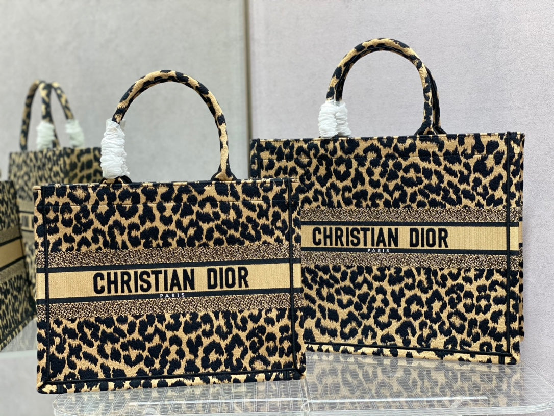 Dior Book Tote-小號36.5cm-豹紋刺繡