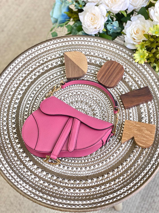 Dior Saddle 馬鞍包-手掌紋-小號桃紅色-19.5cm