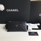 Chanel 拉鍊長夾卡包-扁長夾-黑色荔枝皮金釦