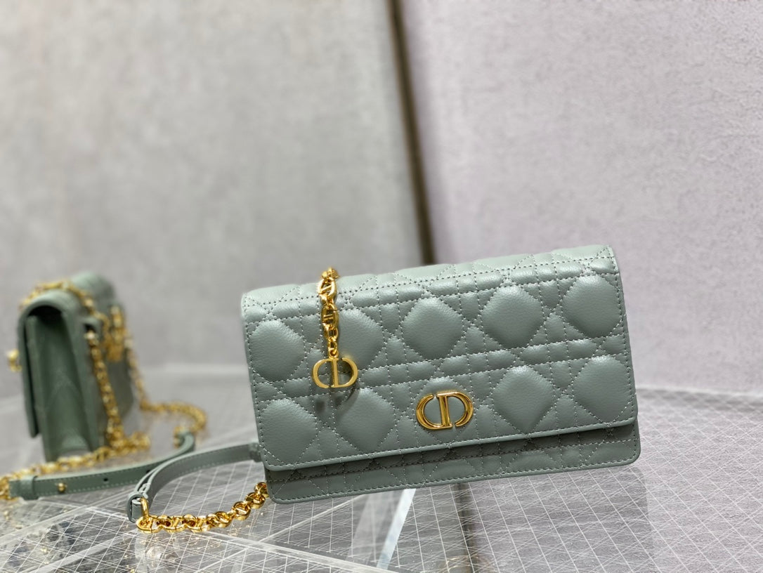 Dior-Caro 菱格紋 小牛皮 鍊條包