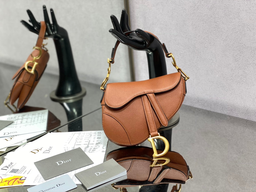 Dior Saddle 馬鞍包-手掌紋-小號焦糖棕色-19.5cm