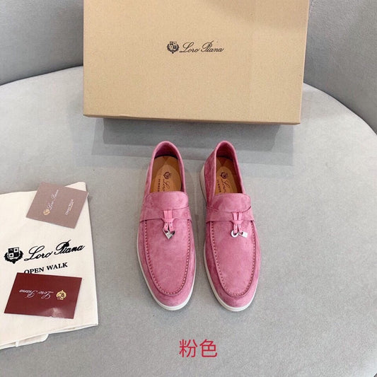 Loro p1ana-羊絨復古平底鞋 粉色