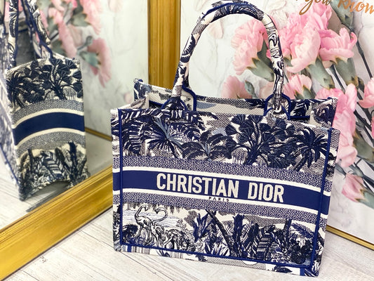 Dior Book Tote-小號36.5cm-深藍椰樹