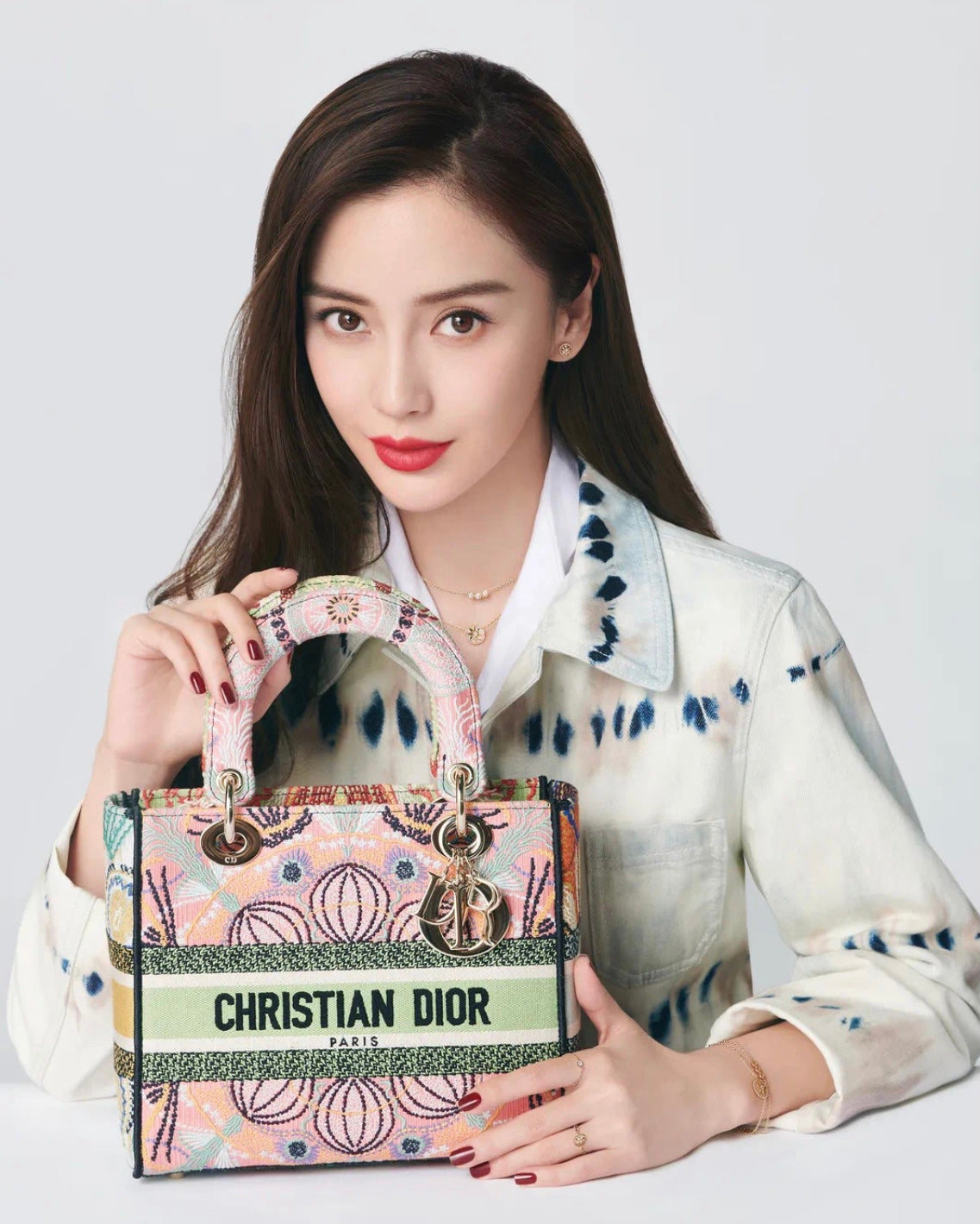 Dior Lady D-Lite手袋-24cm-多色花朵