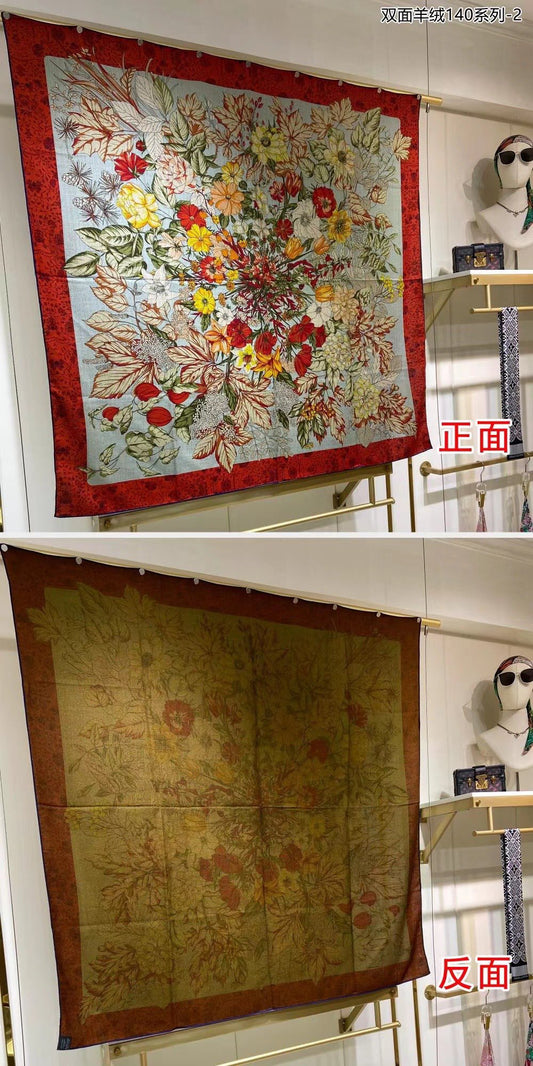 小愛款-雙面大絲巾 140cm-30%真絲70%羊毛