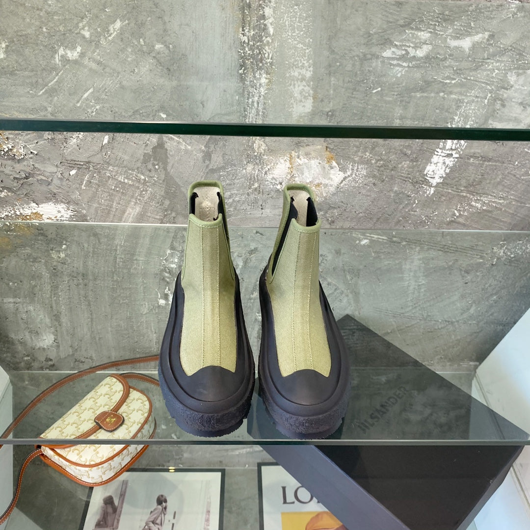 Jil sander-2022新款 帆布短靴 軍綠色