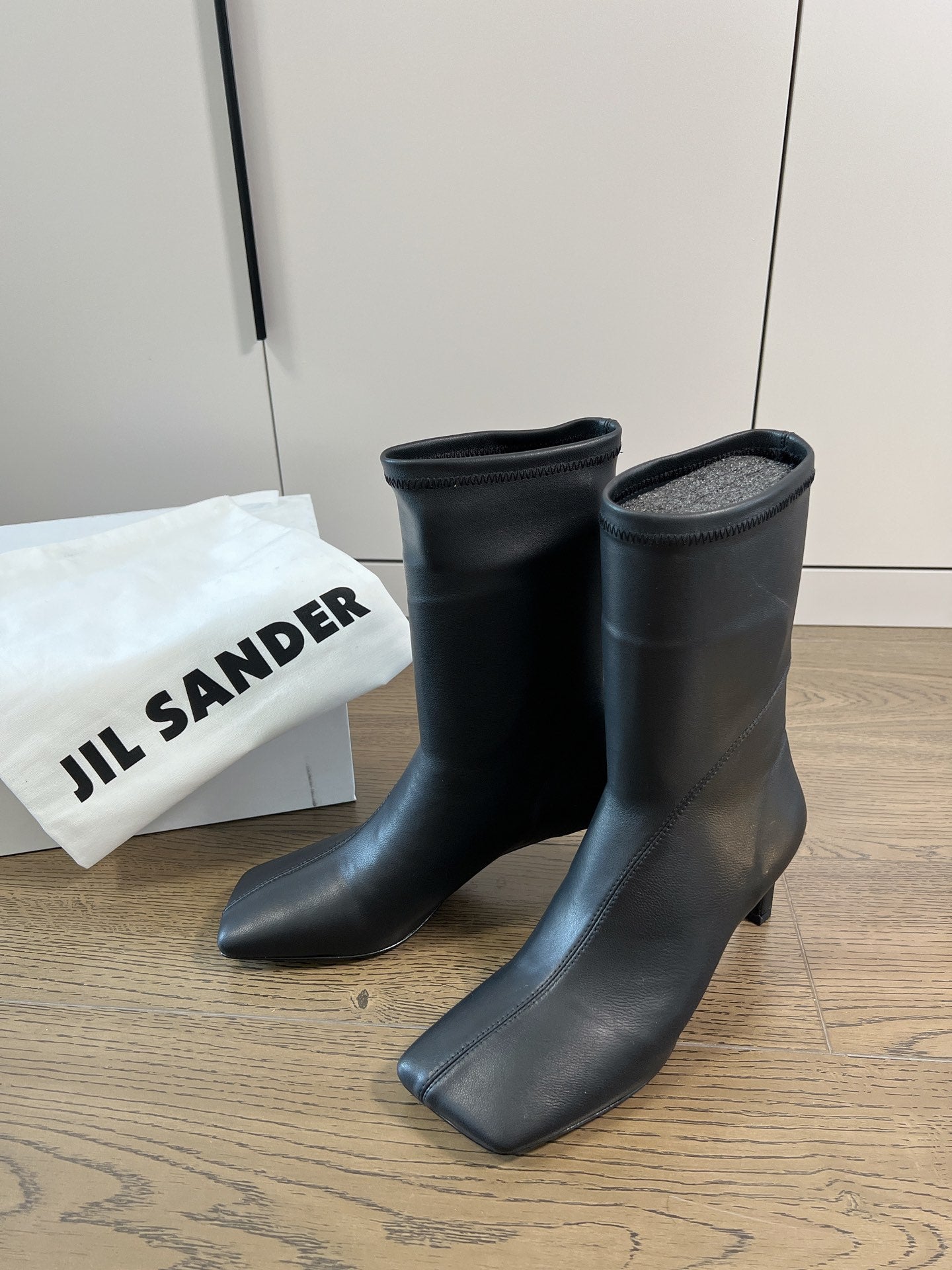 Jil sander-方頭高跟靴 8cm