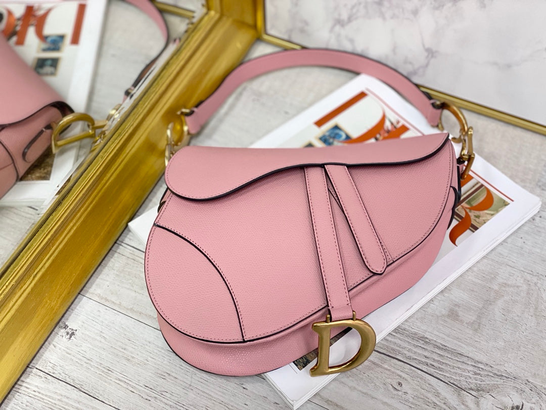 Dior Saddle 馬鞍包-手掌紋-大號糖粉色-25.5cm
