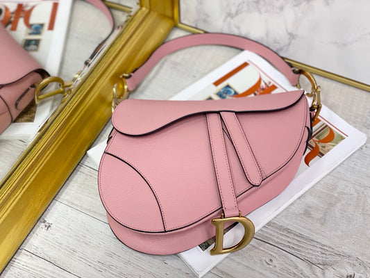 Dior Saddle 馬鞍包-手掌紋-大號糖粉色-25.5cm