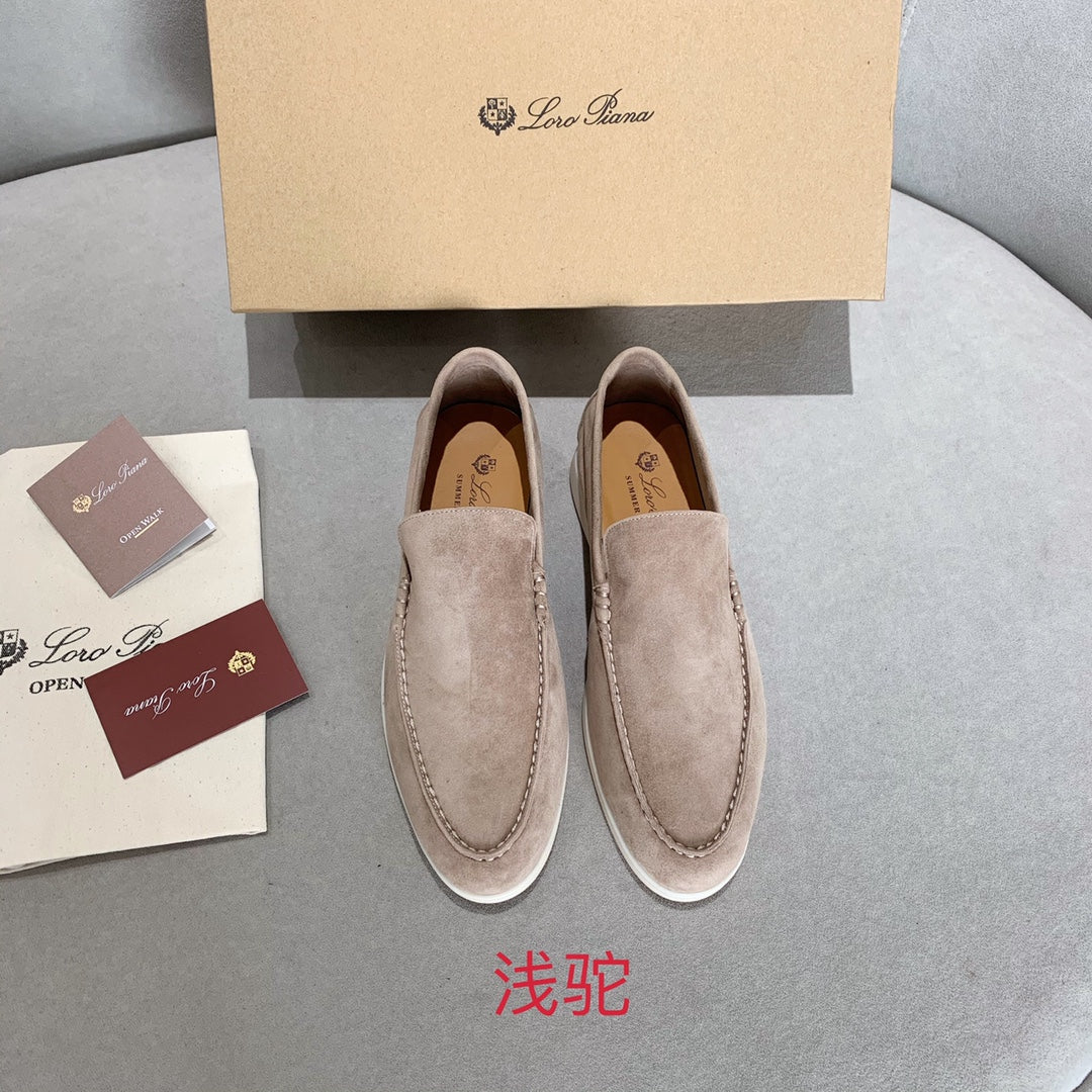 Loro p1ana-羊絨復古平底鞋 男款 淺駝色