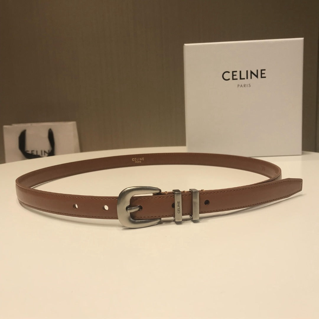 賽C家-咖色銀扣皮帶-1.8cm