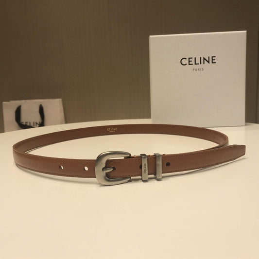 賽C家-咖色銀扣皮帶-1.8cm