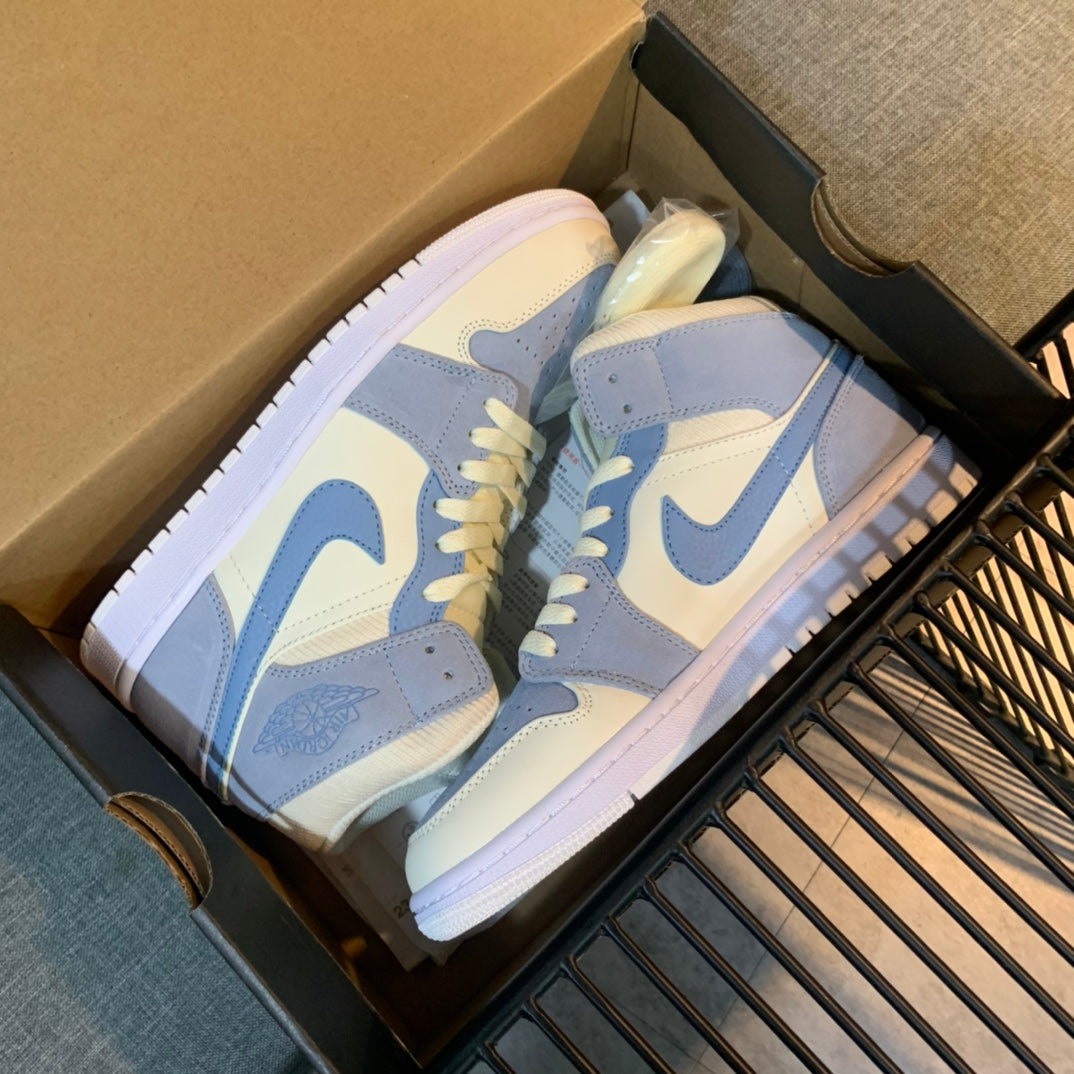 N1K- AJ 1 mid 中筒板鞋 休閒鞋 藍色