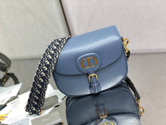 Dior Bobby-大號27cm-復古藍牛皮
