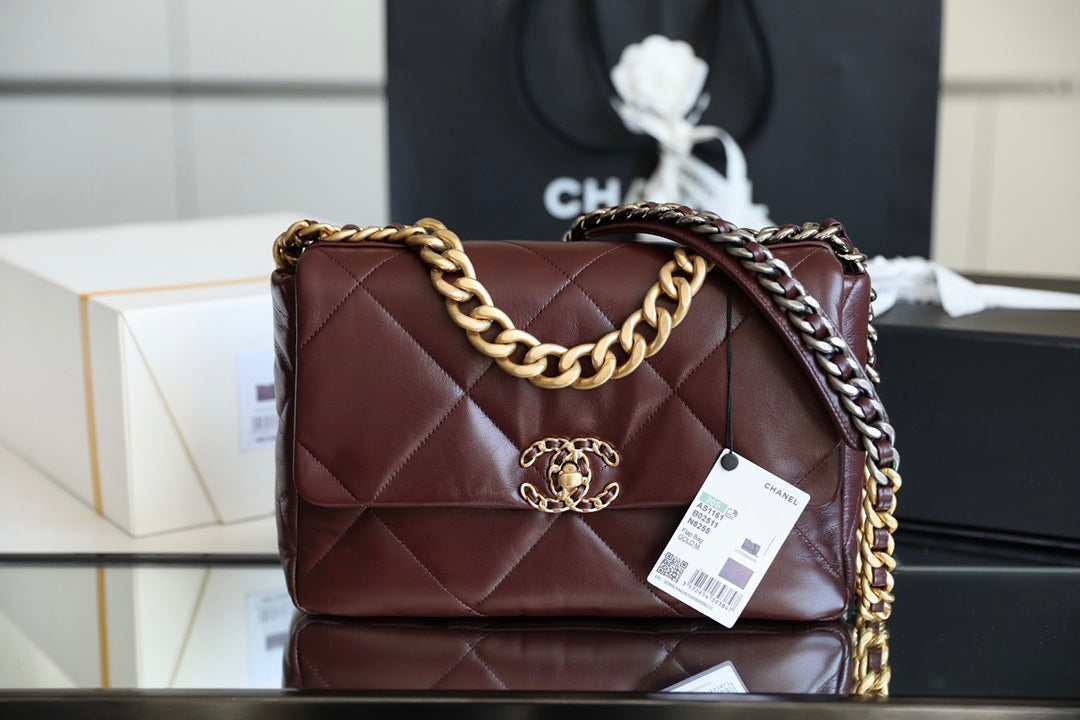 Chanel 19Bag-中號深棗紅