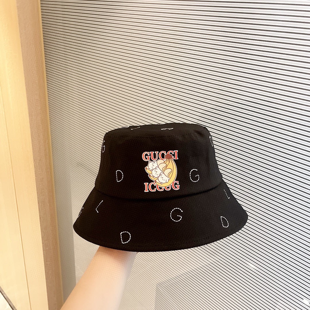 古G家-新款刺繡貓咪漁夫帽