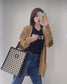 Celine CABAS 小號TRIOMPHE刺繡織物豎款手袋