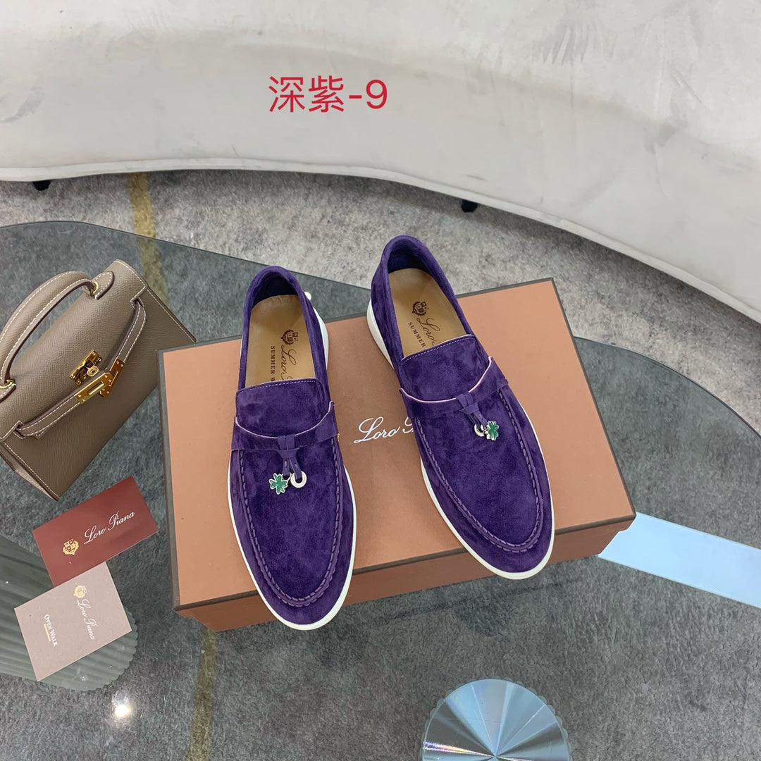 Loro p1ana-羊絨復古平底鞋 深紫色