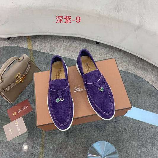 Loro p1ana-羊絨復古平底鞋 深紫色