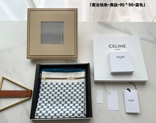 賽C家-復古鏈條90真絲方巾