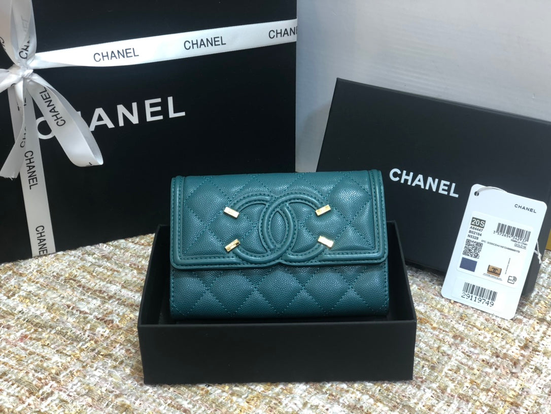 Chanel 復古CC荔枝牛皮-翻蓋中夾-復古五金