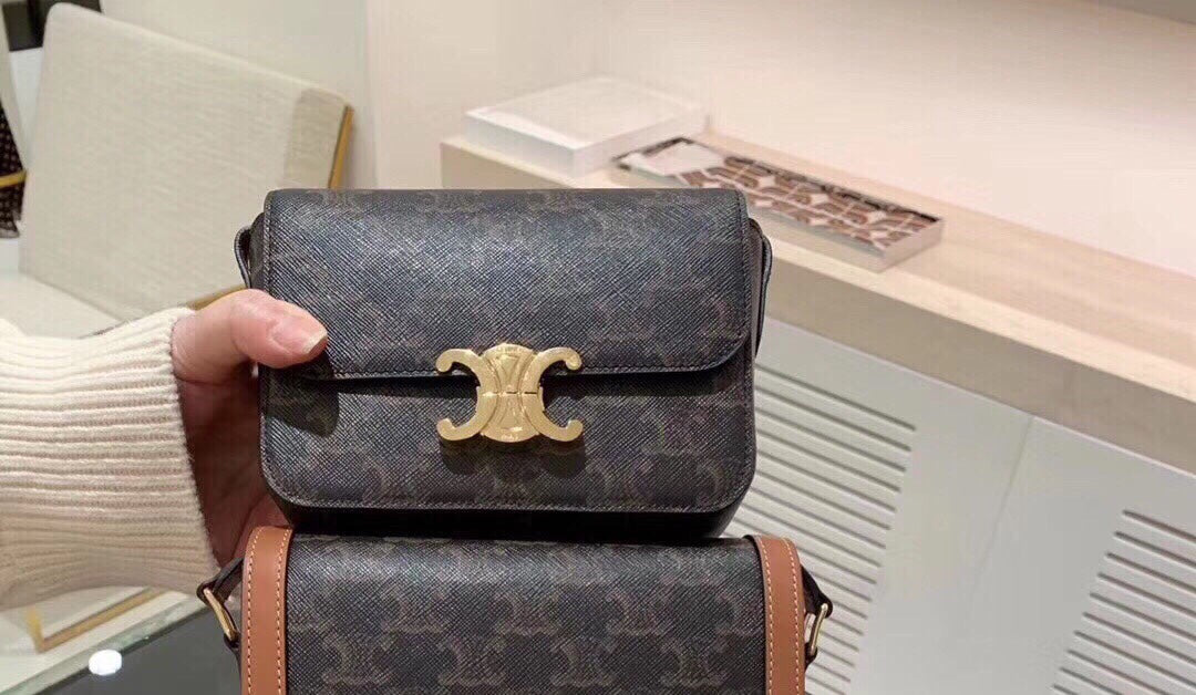 Celine TRIOMPHE NANO TRIOMPHE帆布手袋-黃褐色