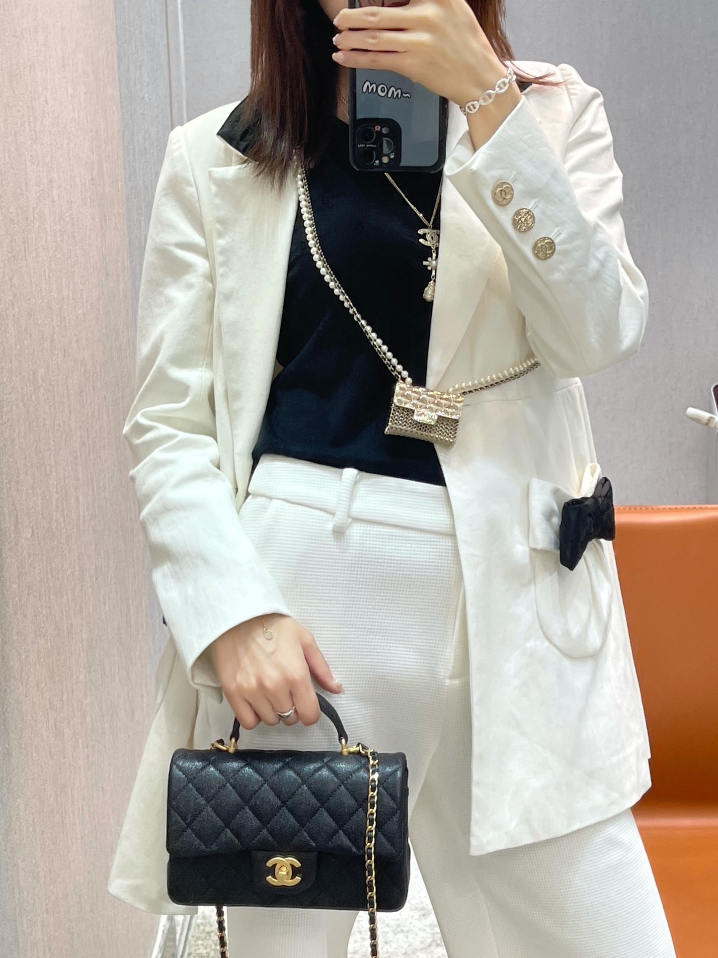Chanel coco handle-水洗胎牛皮芝麻紋＋復古金扣