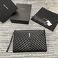 YSL MONOGRAM 大號手拿包-黑色小牛皮銀扣-36cm