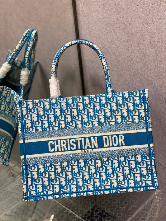 Dior Book Tote-小號36.5cm-淺藍老花