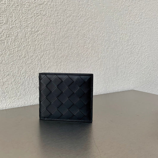 B編織-大編織格子 短夾 羊皮 12×12cm