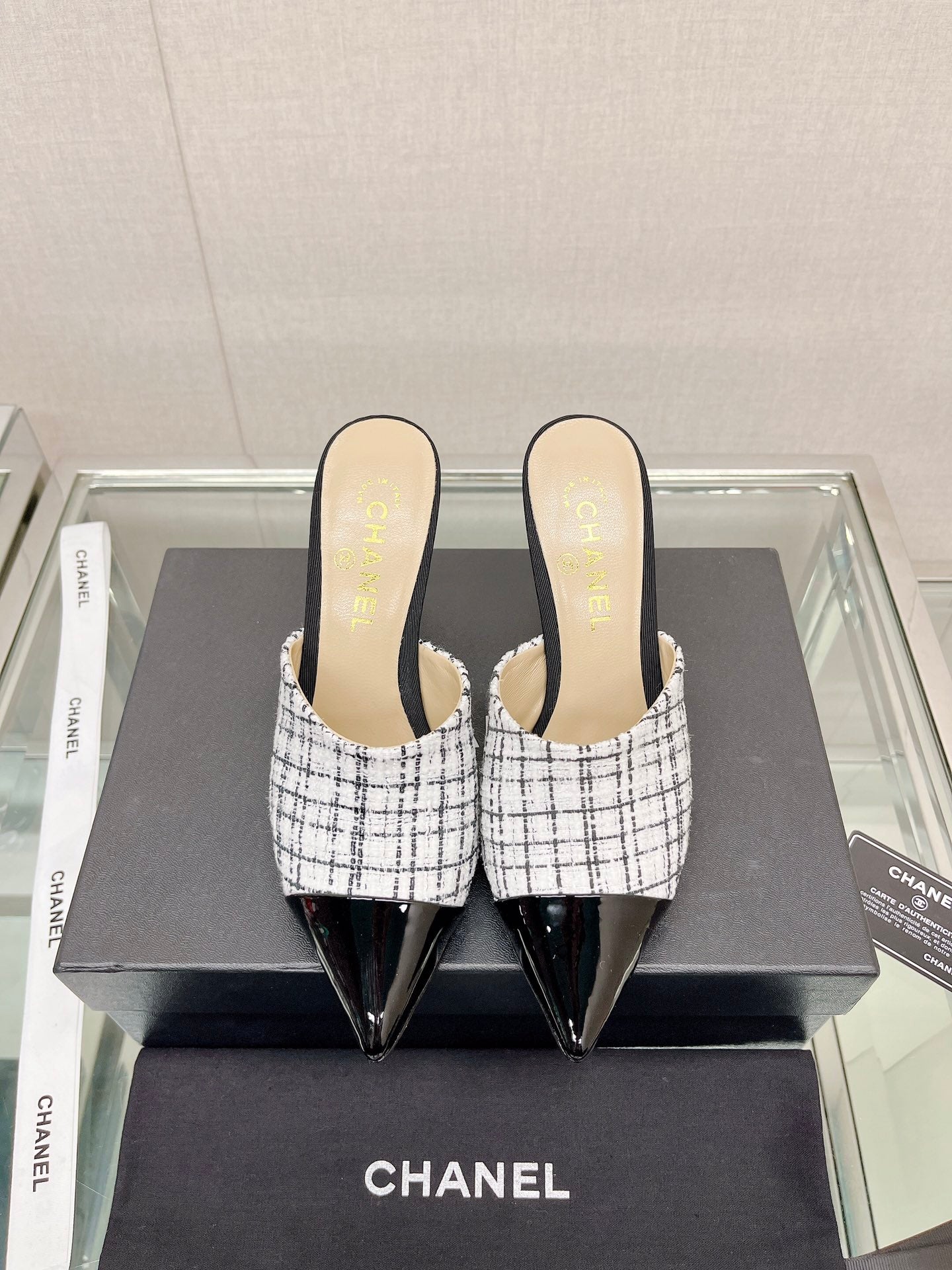 小香家-coco珍珠高跟拖鞋 8.5cm