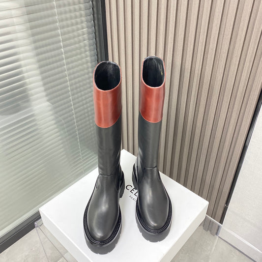 賽C家-2022新款騎士靴-蠟感胎牛皮 楊冪同款 （尺碼35-39，40訂製）