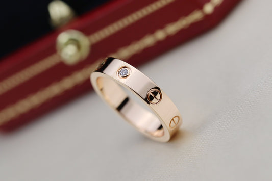 Cartier Love細版戒指-玫瑰金-3鑽