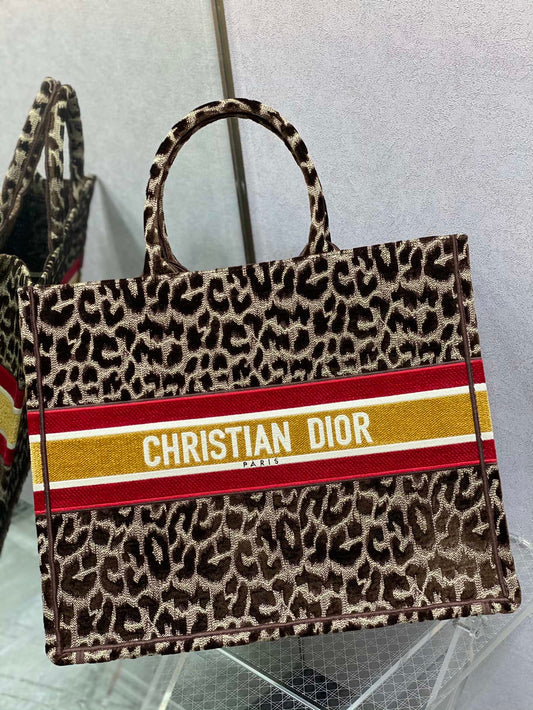 Dior Book Tote-大號41.5cm-絲絨豹紋
