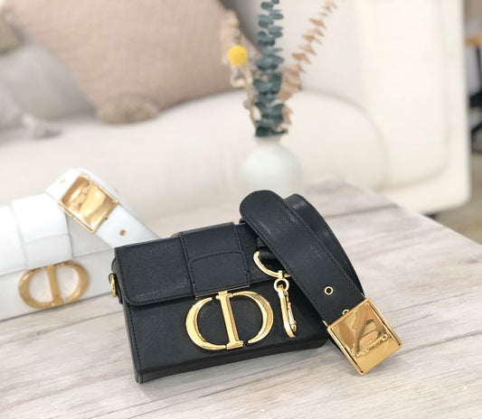 Dior 蒙田 Mini Box-17.5cm-金扣-黑