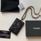 Chanel 證件套-黑色荔枝皮金釦