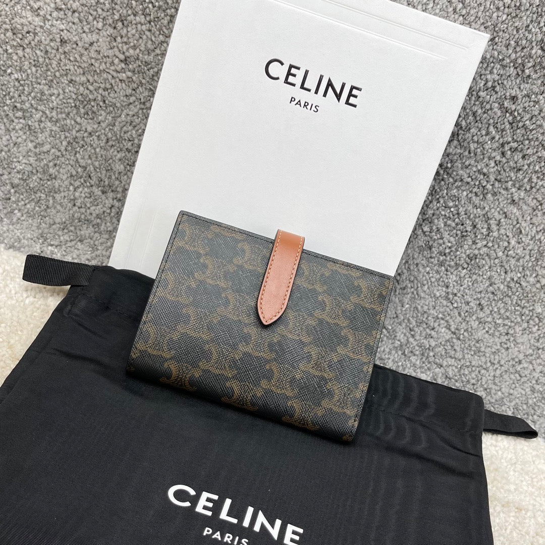 Celine 凱旋門老花中夾-羊皮