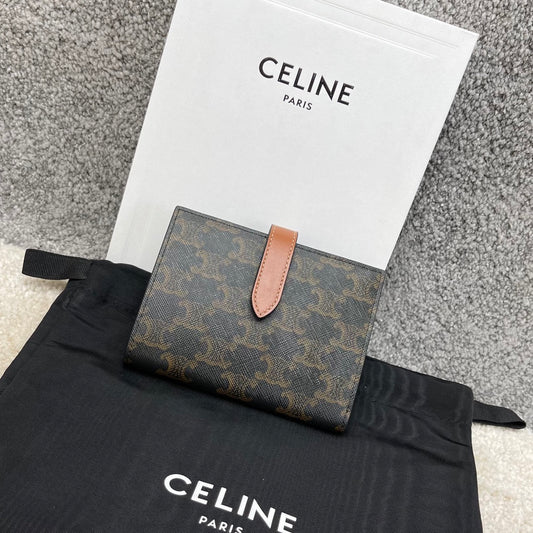 Celine 凱旋門老花中夾-羊皮