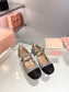 穆M家-2023年秋冬新款 水鑽鑽花芭蕾舞鞋 低跟鞋 銀色