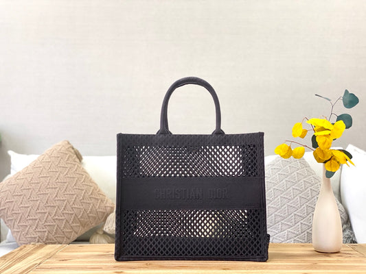 Dior Book Tote-大號41.5cm-黑色網格