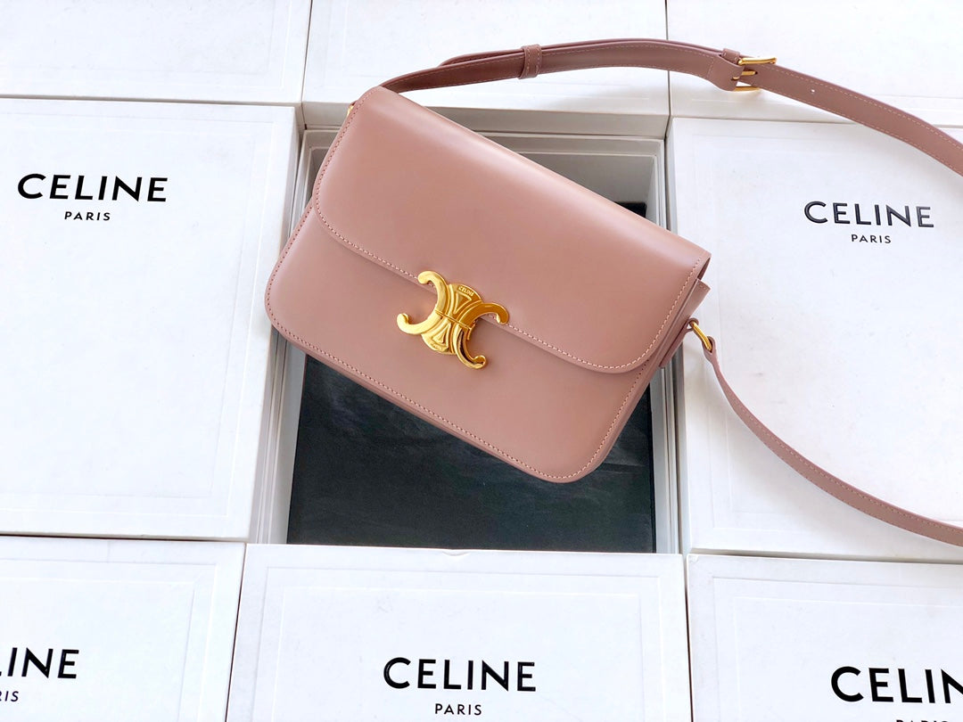 Celine TRIOMPHE 中號小牛皮-玫瑰粉