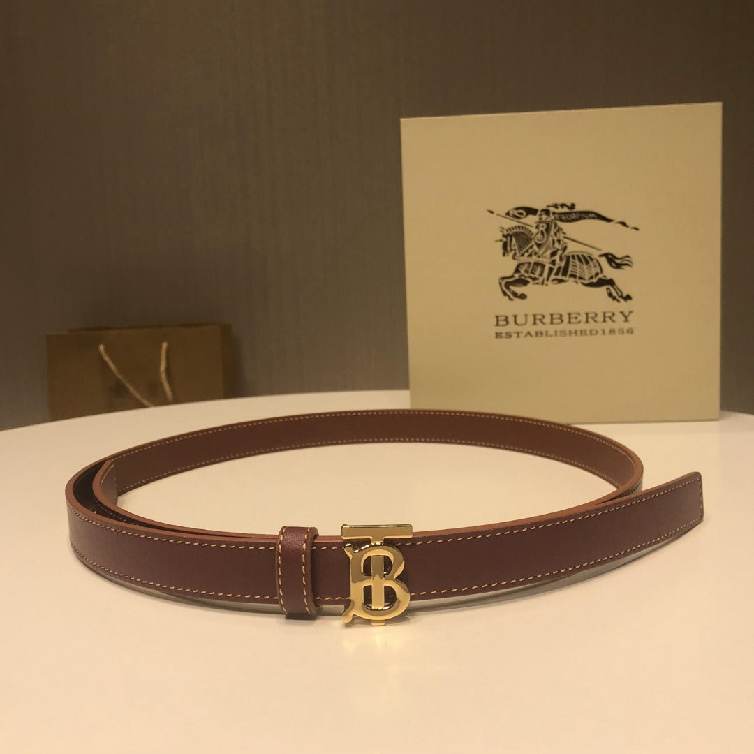 巴B家-咖色金扣皮帶-2.0cm