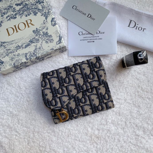 Dior 馬鞍老花三折短夾