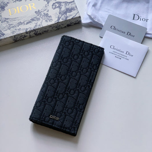 Dior 黑色提花帆布 男款長夾