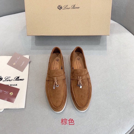 Loro p1ana-羊絨復古平底鞋 棕色